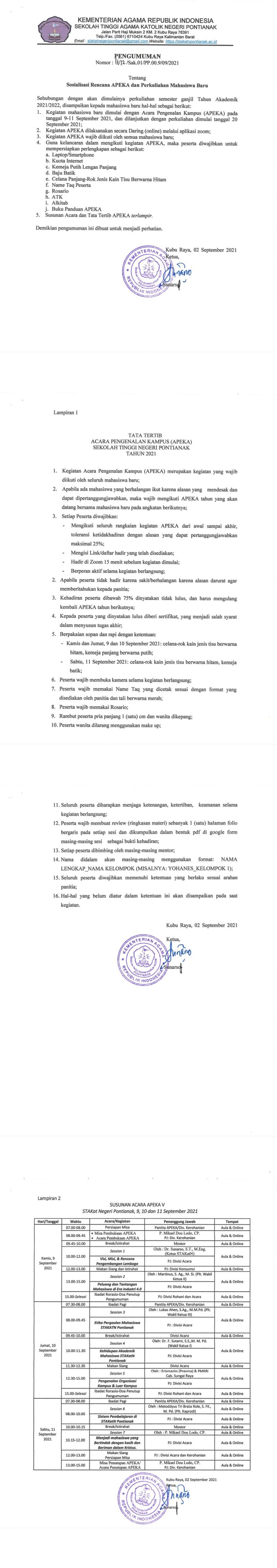 Sosialisasi Rencana APEKA dan Perkuliahan Mahasiswa Baru